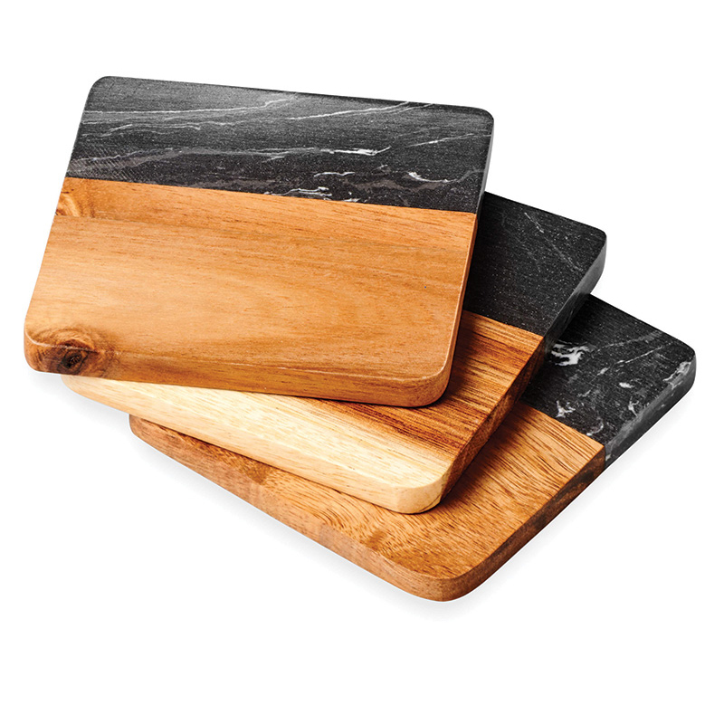 Harlow marble and wood coasters