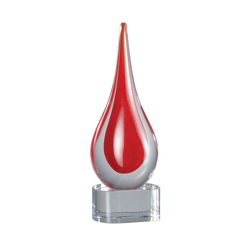 18cm Handmade Crystal Brilliant Red Teardrop Award