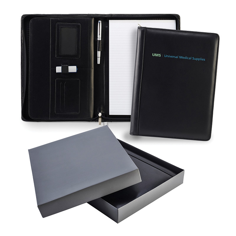 Ascot Leather A4 Deluxe Zipped Conference Folder