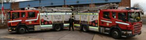 Chief Fire officer Kieran Amos with Poppy Fire Engine